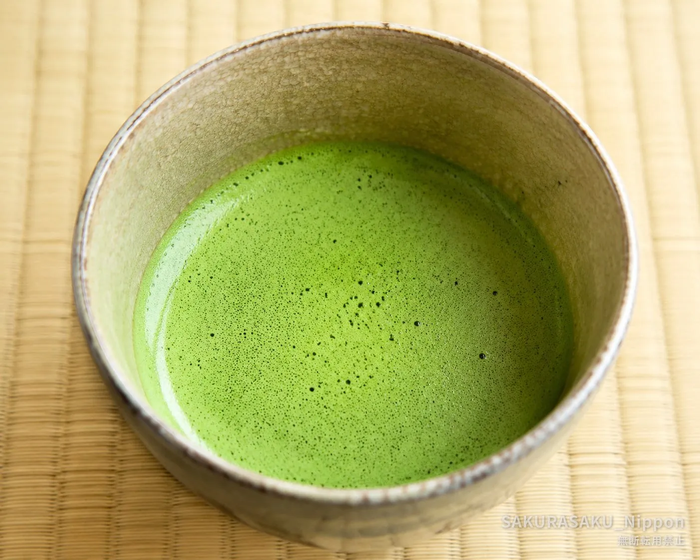 Freshly whisked matcha with a fine, dense foam